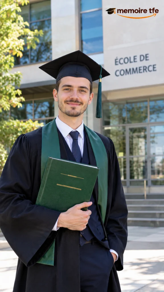 Étudiant ayant réussi son mémoire en gestion