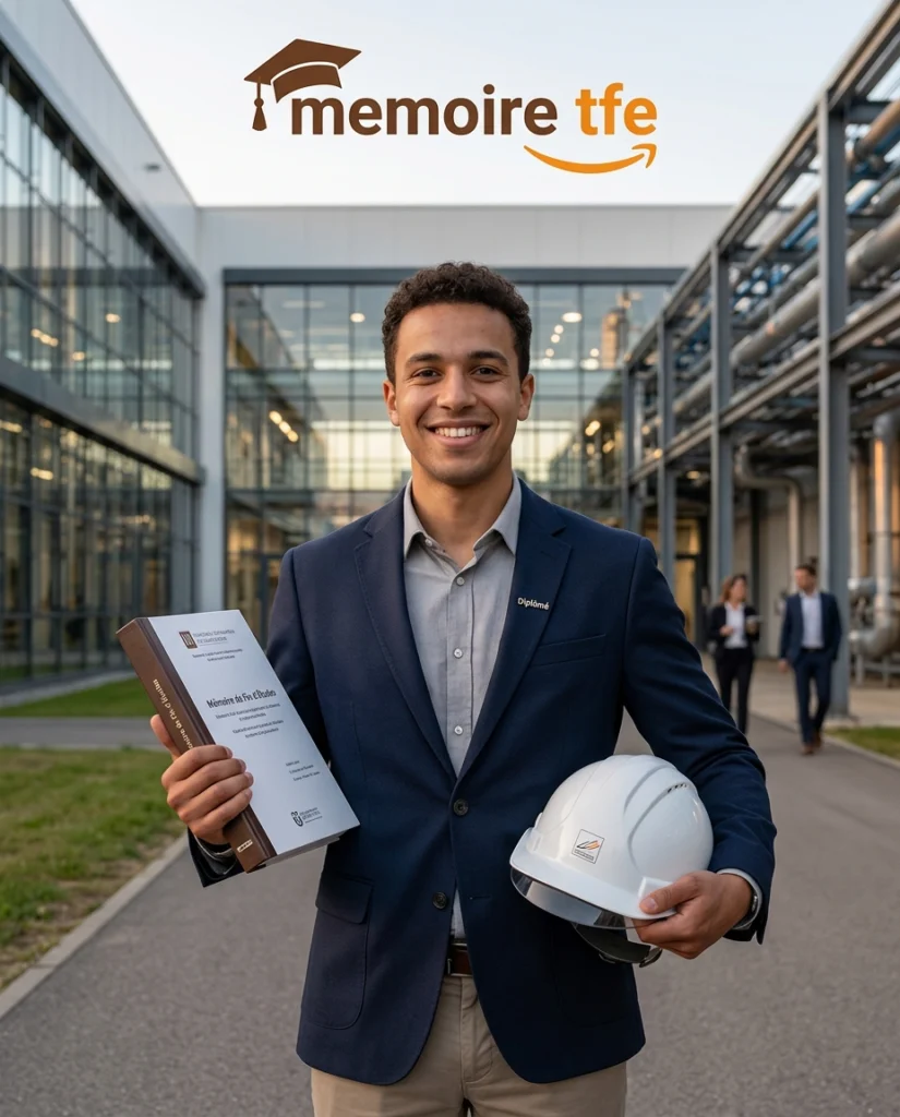 Jeune ingénieur diplômé tenant son mémoire de fin d'études