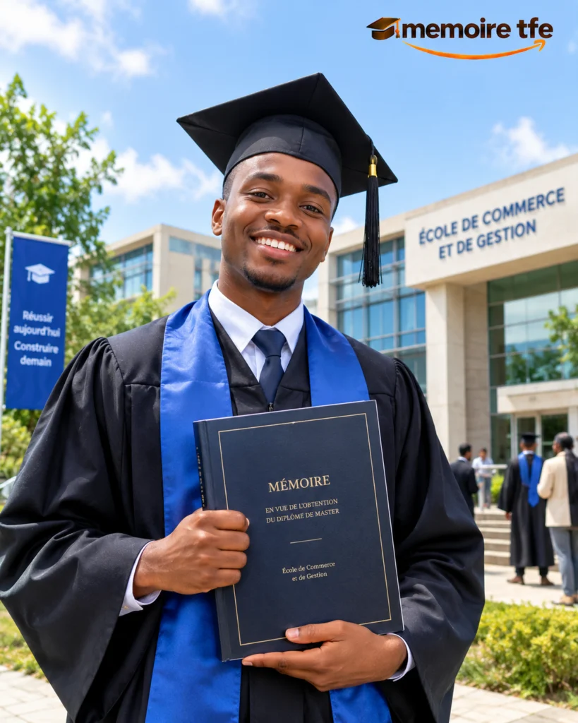 Jeune diplômé fier de son mémoire en école de commerce