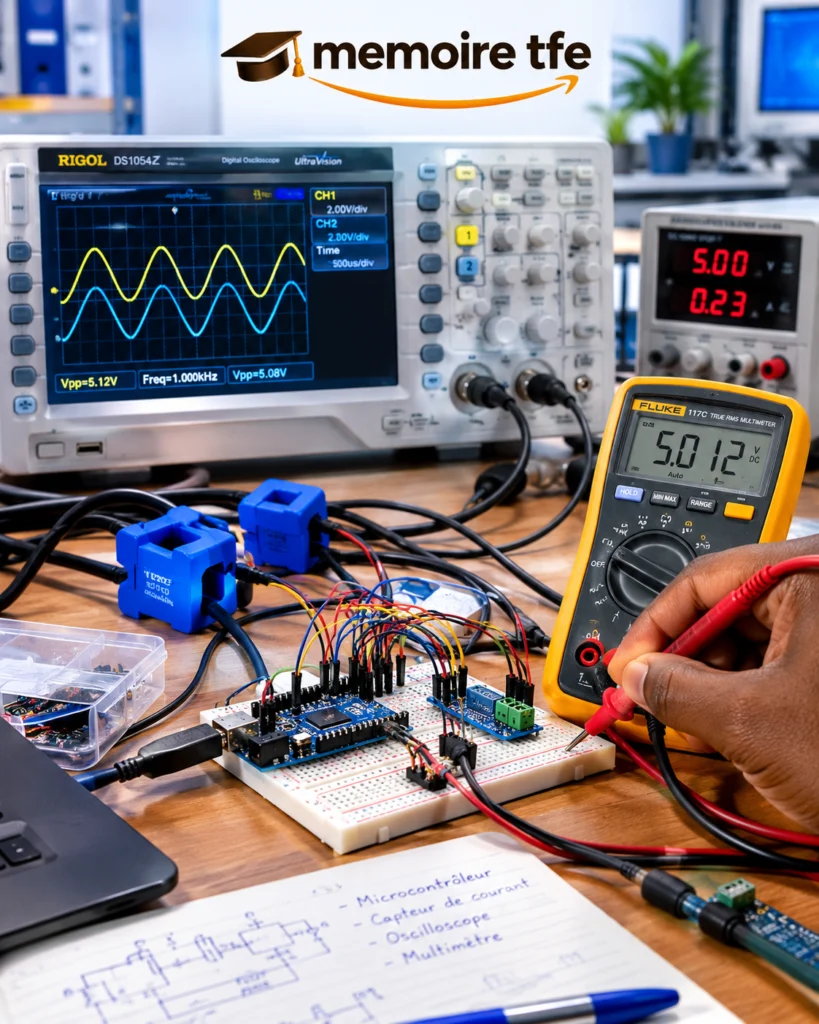 Système de mesure électrique sur un oscilloscope pour un mémoire