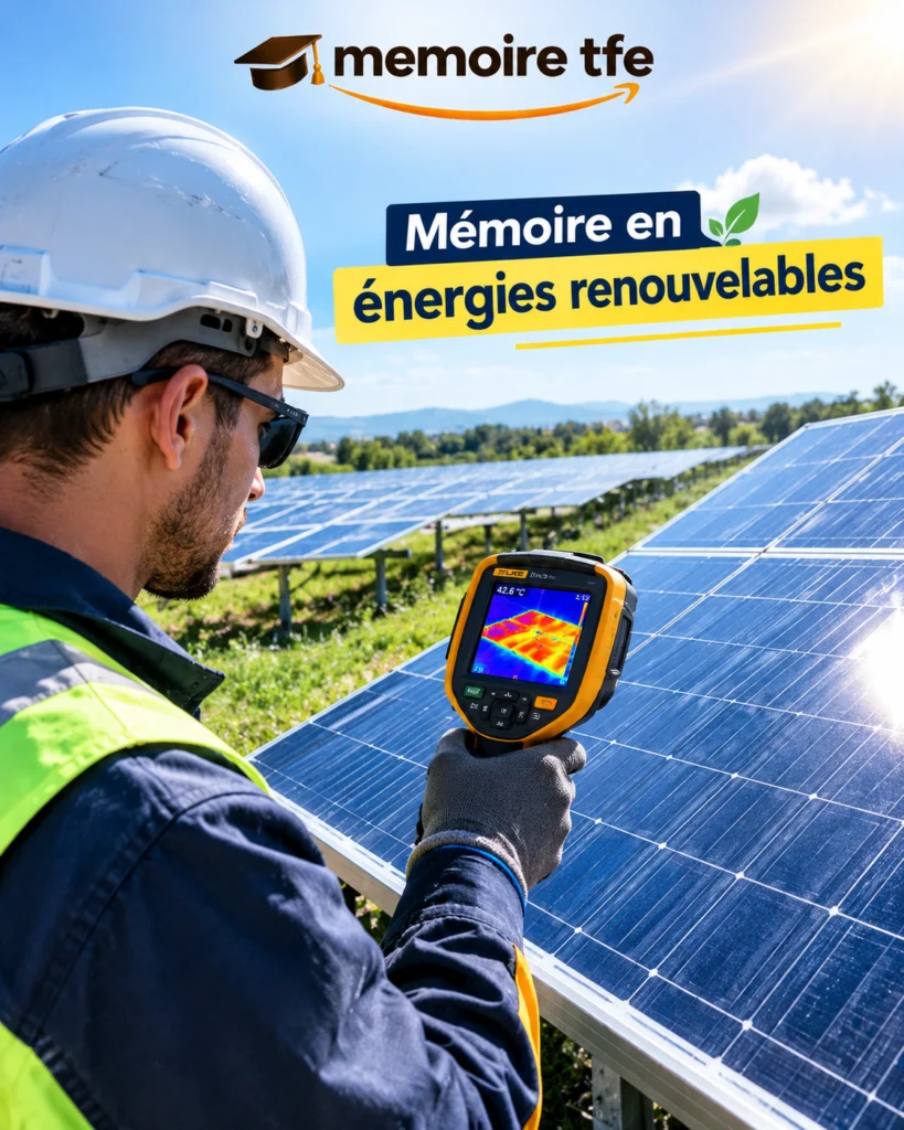 Ingénieur analysant la température de panneaux photovoltaïques