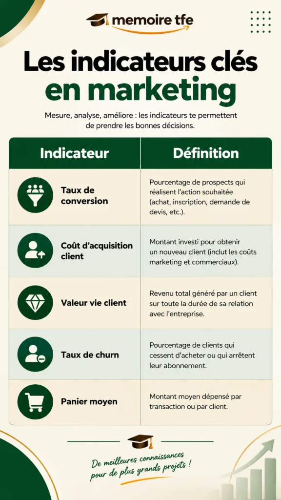 Tableau des indicateurs de performance commerciale